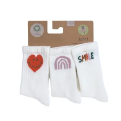 Tennissocken Kinder 3er-Set - Little Gang, Smile Weiß