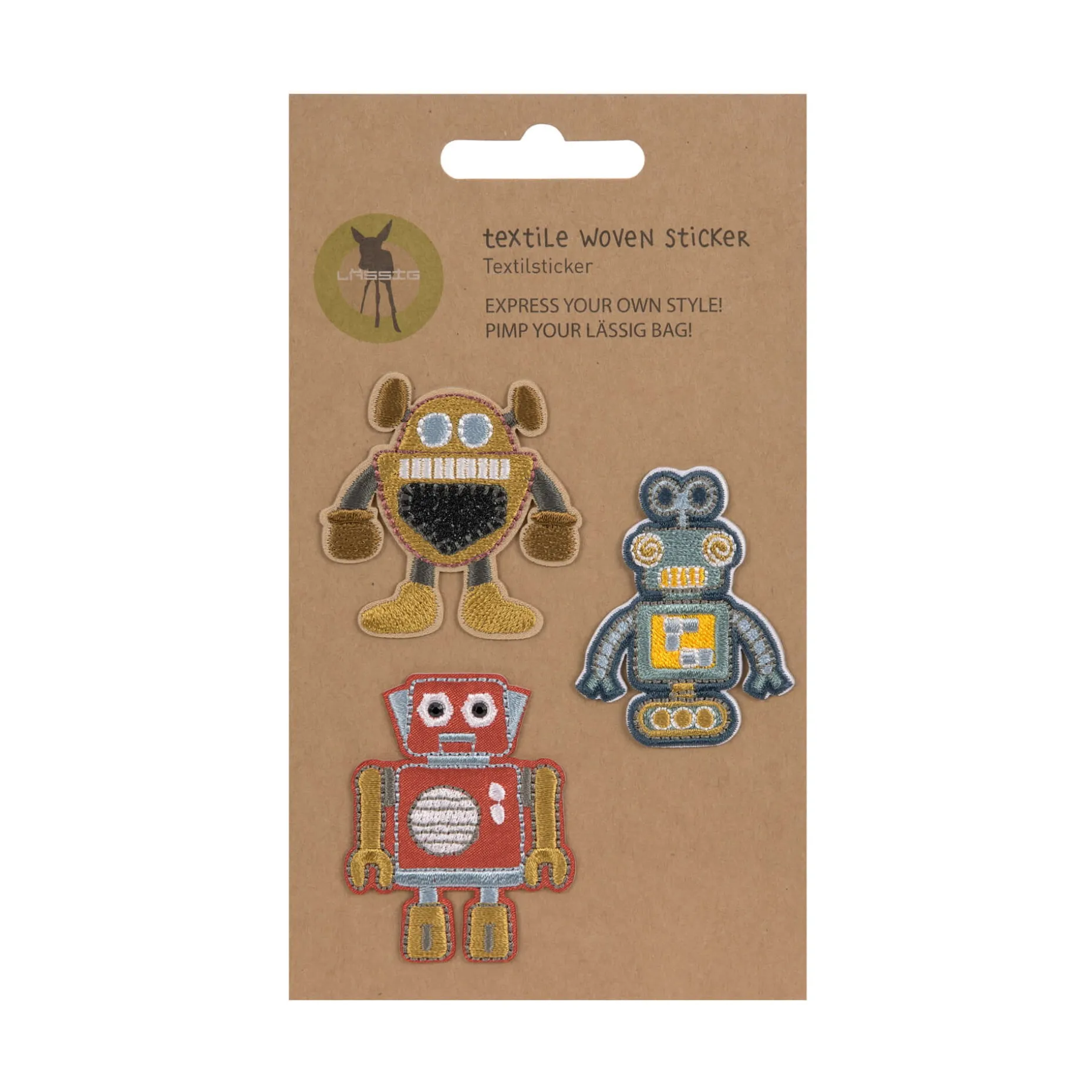 Textil-Sticker (3 Stk) - Schul Set Unique, Roboter