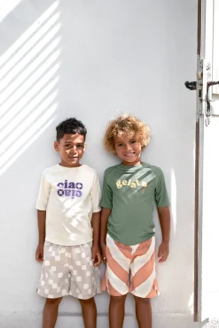 UV Badehose Kinder - Kariert, Grau Weiß