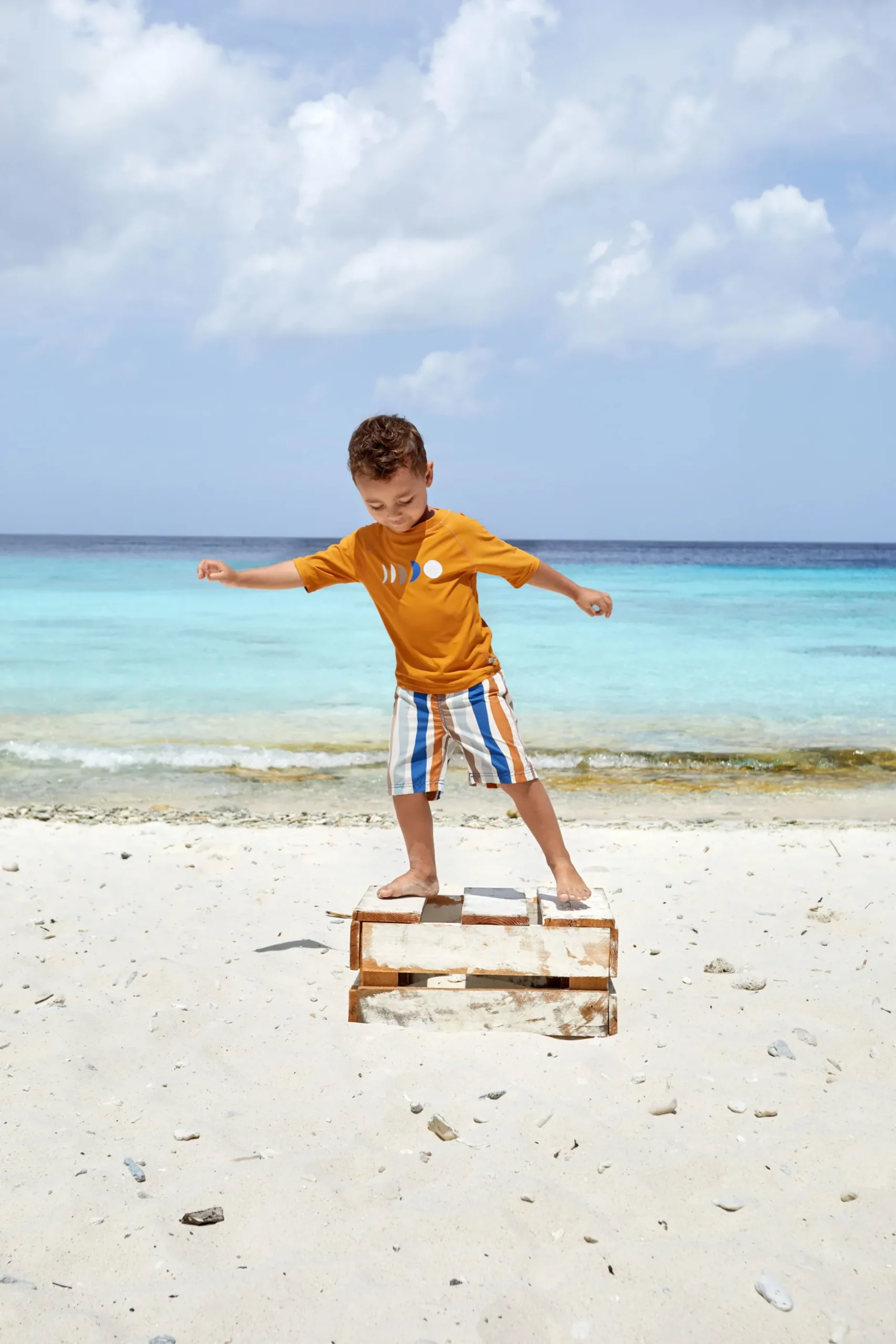 UV Badehose Kinder (mit Windel) - Wellen, Blau Weiß