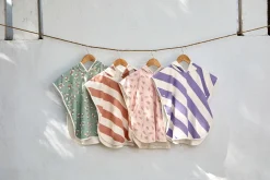 UV Badeponcho Kinder - Streifen, Braun Weiß