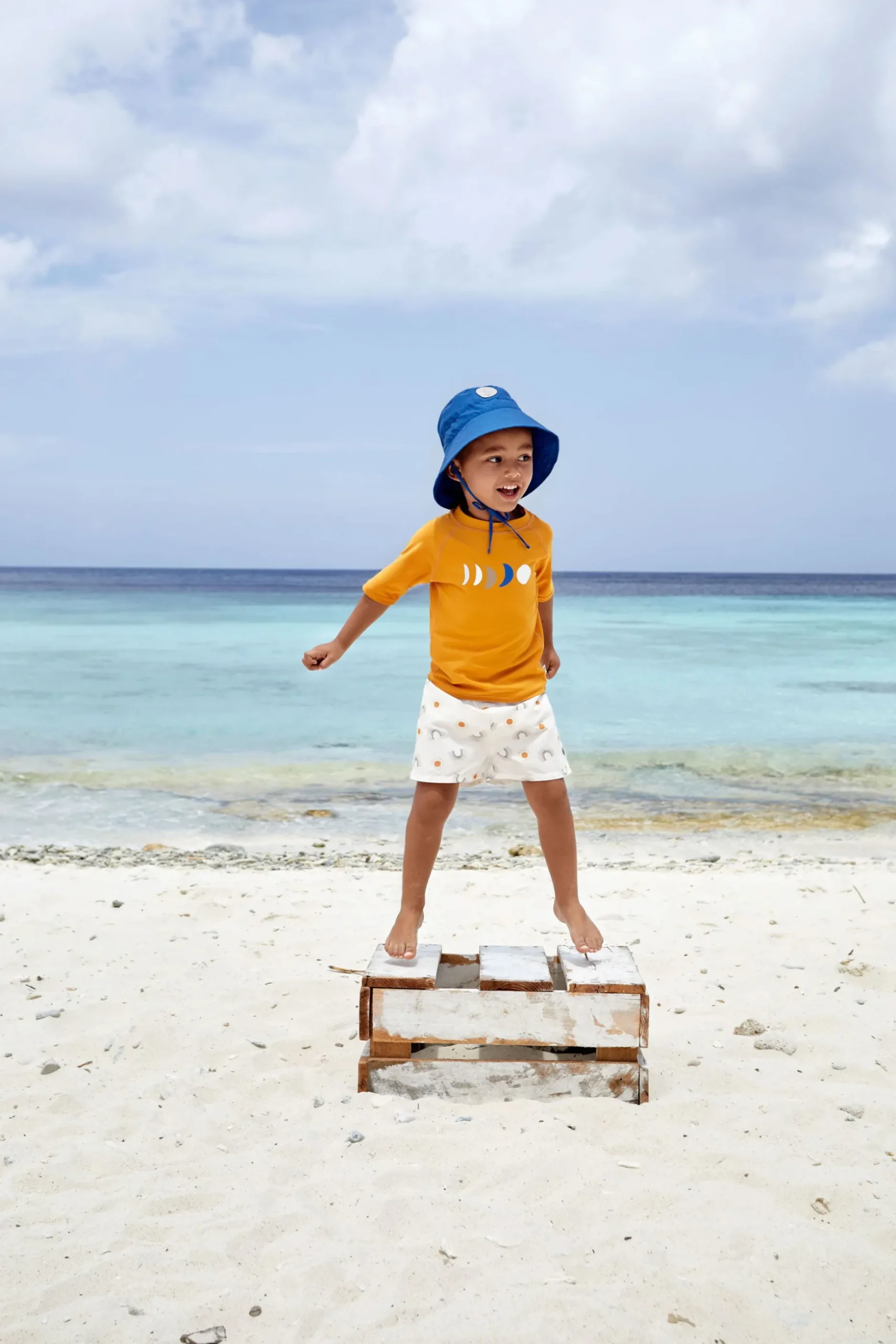 UV Shirt Kinder Kurzarm - Mond, Goldgelb