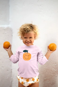 UV Shirt Kinder Langarm - Orange, Rosa