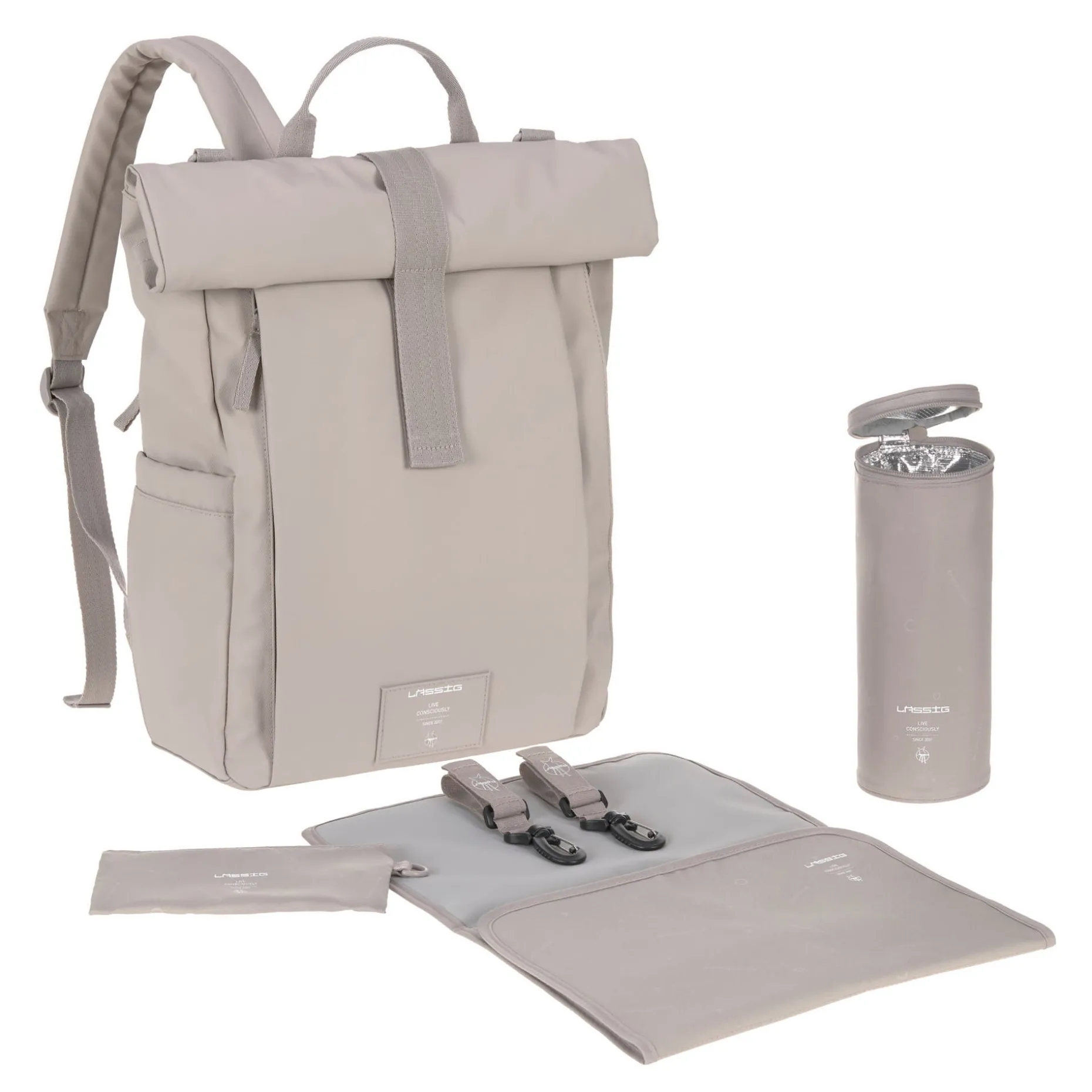 Wickelrucksack - Rolltop Up Backpack, Taupe